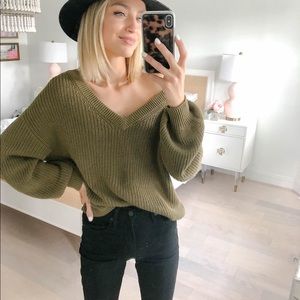 Olive v neck sweater
